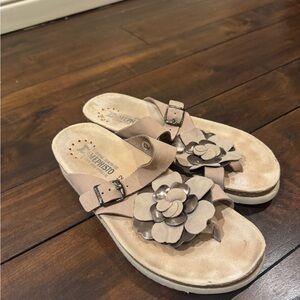 Mephisto Women's Tan Sandals with Floral Design
